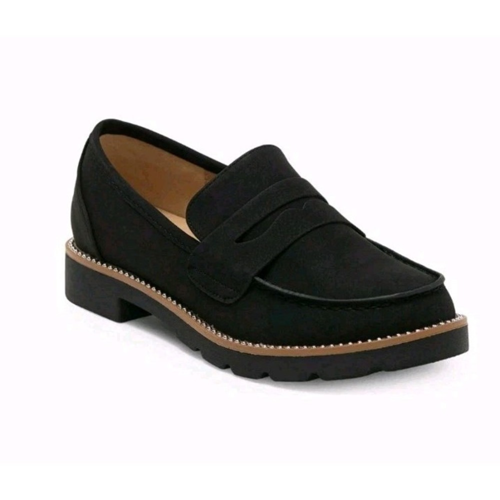 Taryn Rose Classic Black Studded Trim Kilroy Penny Loafers Size 10 NWOT